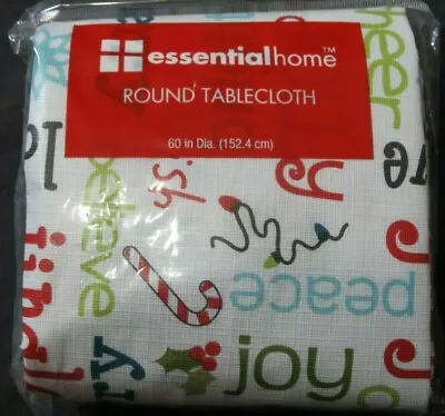 Round 60  Diameter Multi Colored Christmas Vinyl Tablecloth Polyester Backed NEW • $9