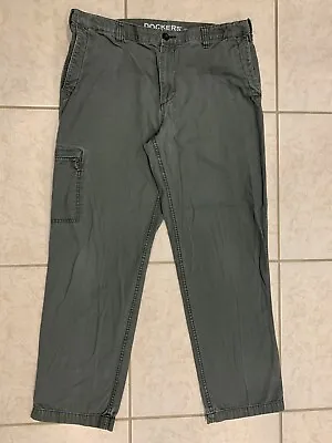 Men's 38x34 Dockers D3 Classic Fit Straight Leg Green Utility Cargo Work Pants • $14.99