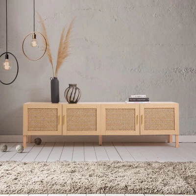 $314.95 • Buy Casa Decor Santiago Rattan Entertainment Unit TV Stand Cabinet Storage Oak