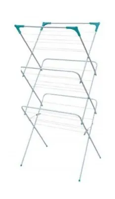 £18.49 • Buy 3 Tier Laundry Concertina Airer Dryer Bars Clothes Horse 12M Drying Space
