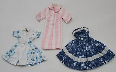 Vintage Doll Clothes Lot 1960's 3 Dresses Tight In Chest Area On Barbie.A300D • $20