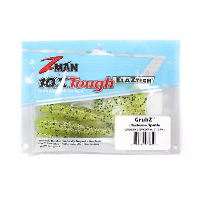 Zman Soft Lure GrubZ 9 Inch 3/Pack Chart Sparkle (4820) • $20.90