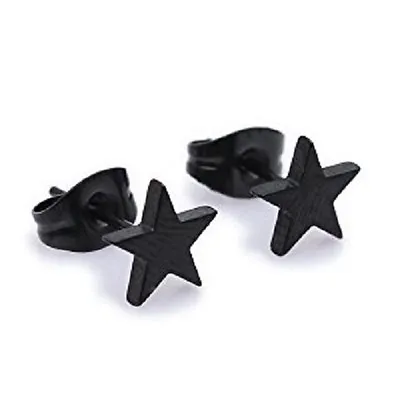 £3.55 • Buy Pair STAR Stud Earrings Black Stainless Steel Mens Womens In Gift Bag UK Seller