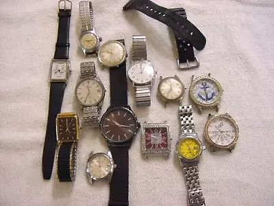 LOT OF 12 + Vintage Antique Deco Space Age SEIKO TIMEX + Mens Watch Watches • $9.99