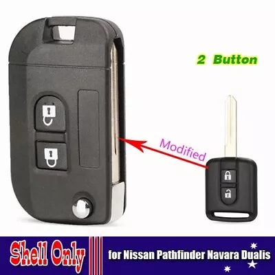 2Btn Modified Flip Remote Key Shell Case Fob For Nissan Pathfinder Navara Dualis • $14.90