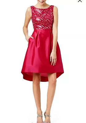 ML Monique Lhuillier Ring Around Dress 2 Lace Sequins Pink Pockets Balloon Skirt • $98