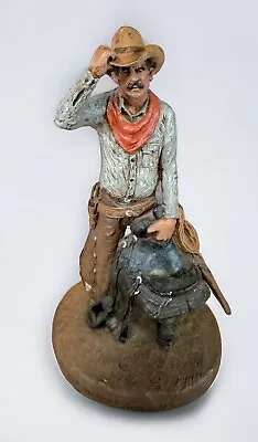 Michael Garman Drifter Cowboy Signed Sculpture 10.5” Rope Horse Saddle Gun Decor • $74.88