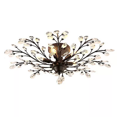 Crystal Chandelier Branches Pendant Lamp Vintage 5-Light Bedroom Ceiling Fixture • $73.15