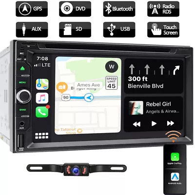 2Din Car Stereo With CD/DVD Player Wireless CarPlay Android Auto 7  Screen Unit • $109.99