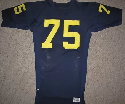 Vintage MICHIGAN #75 FOOTBALL TEAM JERSEY Game Cut MEDALIST SAND KNIT Size 50 • $499.95