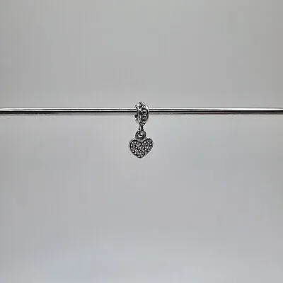 Genuine Pandora Dangle Clear Pave Heart Charm ALE 925 #791023CZ • £17