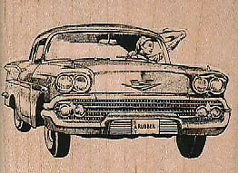 Woman Waving In Car 2 3/4 X 2  Rubber Stamp Woman Stamp Car Stamp Lady Stamp • $9