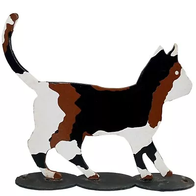 Calico Cat Folk Art Sculpture Metal Statue Vintage OOAK Kitty Home Yard • $249.99