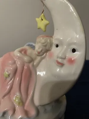 Moon Music Box Baby W/ Blankie Sleeping Preowned Porcelain Vintage • $37.48