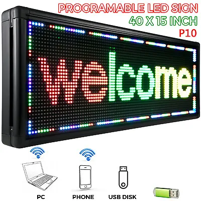 VEVOR 40 X15  3 Color LED Sign Programmable Scrolling Message Display Board US • $112.99