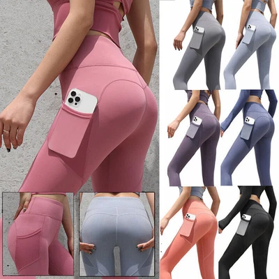$16.14 • Buy Women Elastic Yoga Leggings Fitness Pants Sport Gym Wear Trousers With Pocket AU