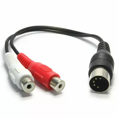 MIDI DIN 5 PIN Male Plug To Dual RCA Phono Female Jack Audio Adapter Cable 50cm • $5.51