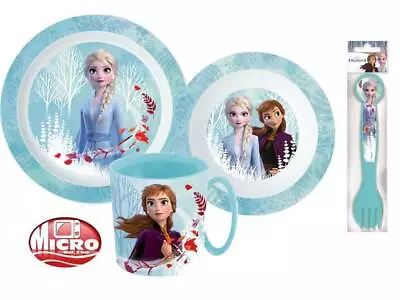 Frozen Kids Toddlers 5 Pc Dinner Breakfast Set Plate Bowl Mug Cutlery Blue • £11.49