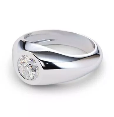 2.50 Ct Round Cut VVS1 Moissanite Men's Engagement Ring 14K White Gold Plated • $174.86