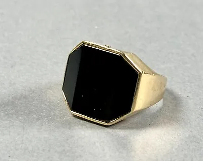 Men’s Modernist Onyx Ring Solid 14k Yellow Gold Vintage Ring Estate Antique • $1149.99