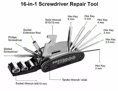 Bike Repair Tool Kit Set 16 In 1 Multitool Hex Key Wrench • $7.49