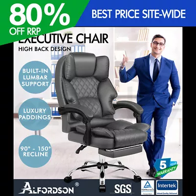 ALFORDSON Office Chair Gaming Executive Computer Racer PU Leather Seat Recliner • $159.95