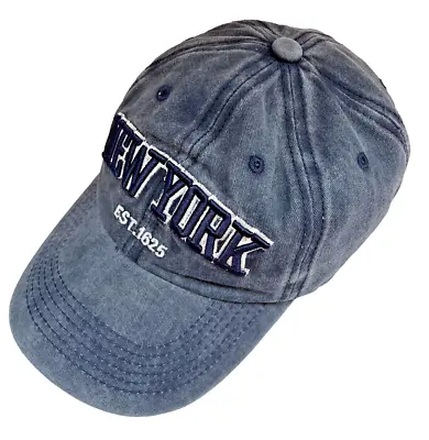 Retro Washed Distressed Look Fashion New York City Baseball Cap Adults Unisex • £9.99