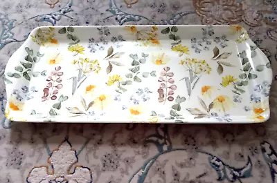 Habitation Floral Melamine Serving Tray Nutmeg New 40x18 Cm Green Yellow • £3