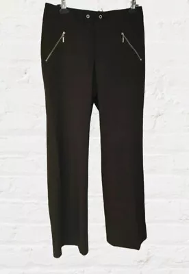 Dana Buchman Black Pants Sz 8 Trendy Wide Leg 10  Rise Women's 80s Button Zip • $16.99