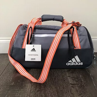 $48 • Buy ADIDAS Squad IV Duffel Gym Sports Bag Onix/Grey/Hi Res Coral Ventilated Pocket