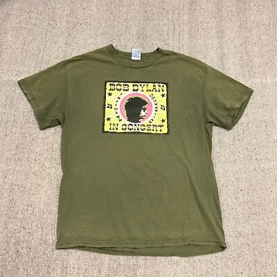 Vintage Bob Dylan Shirt Mens Large Green 2000s In Concert Tour Live Music • $29.99