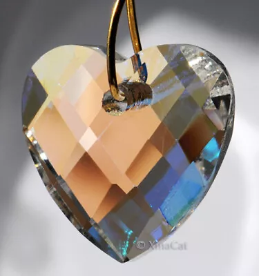 28mm Matrix Faceted Heart Crystal AB Coated Pendant Prism Suncatcher 1-1/8   • $14.20