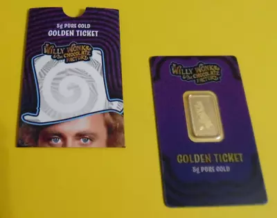 5 Gram .9999 Fine GOLD Bar PAMP Suisse Willy Wonka Golden Ticket Assay 0761/3000 • $800