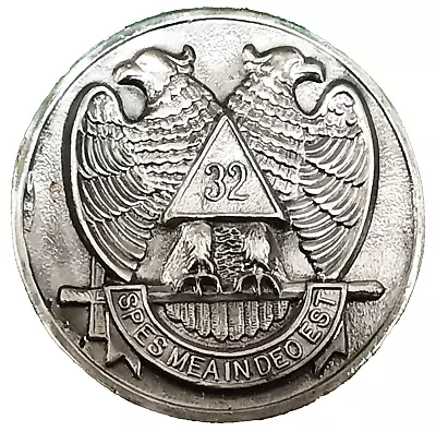 Vintage Round Scottish Rite 32 Double Eagle Masonic Belt Buckle • $59.95