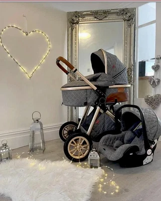 £160 • Buy Baby Newborn Pram Pushchair Buggy Stroller 3in1 Travel System With Car Seat