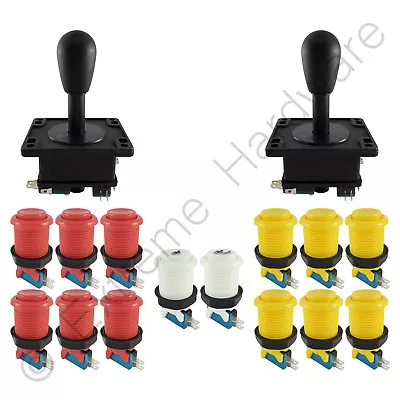 £29.99 • Buy 2 Player Arcade Control Kit 2 Bat Top Joysticks 14 Buttons Red/Yellow JAMMA MAME
