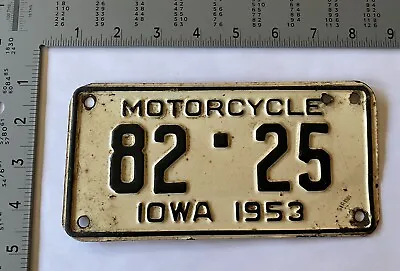 1953 Iowa MOTORCYCLE License Plate ALPCA Harley Davidson Indian Norton 82-25 • $240