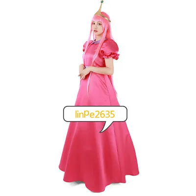 $65 • Buy Adventure Time Princess Bubblegum Cosplay Costume Dress With Crown &