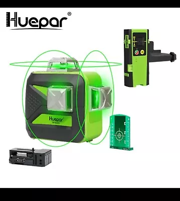 Huepar 360 3D Cross Line Laser Level Green Self Leveling 200FT+ Laser Receiver • £144.63