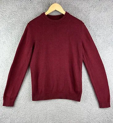 H&M Mens Crewneck Long Sleeve Sweater Burgundy Cotton Wool Poly Blend Size MED • $12.95