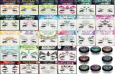 (Face Jewels Gem Adhesive/Glitter/Paint Sets ) Festival Rave Party Body Make Up • £1.99