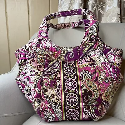 Vera Bradley Very Berry Tote Bag Purse Fuchsia Pink Brown Purple Paisley  • $28.49