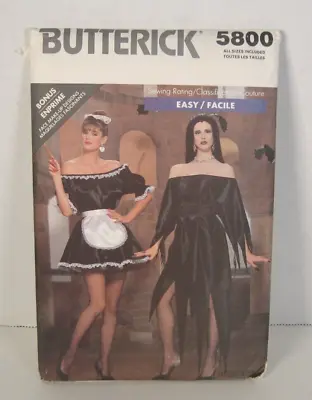 Butterick 5800 Easy French Maid / Elvira / Vampiress Costume One Size Uncut • $7.99