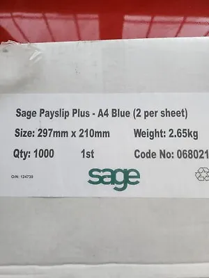 Sage Payslip Plus A4 Blue - 2 Per Sheet - Qty 1000 • £18