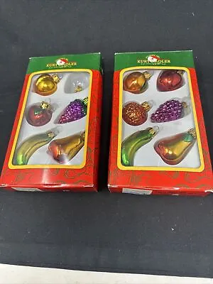 11 Vintage Kurt Adler Fluorescent Fruit Glass Christmas Ornaments Boxes VG++ • $15.95