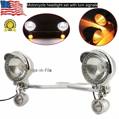 Passing Turn Signals Lamp Auxiliary Driving Fog Spot Light Bar Kit For Harley US • $90.17