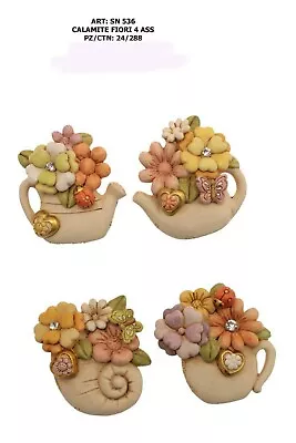 4 Favours Vases With Blossom Fridge Magnet Type Ceramics Decorated Hand • $37.06