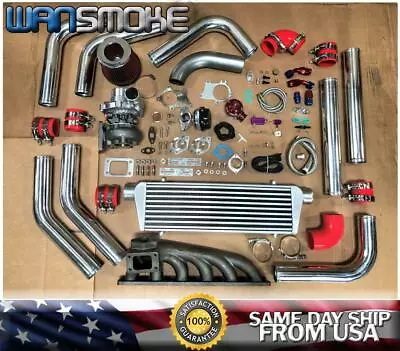 Red BMW 323I 325I 328I E36 E46 M50 M52 T3T4 .63 Turbo Kit Manifold Intercooler • $688.50