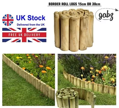 GABZ 1.8m Border Edging Roll Logs Outdoor Garden Lawn Wooden Fence 15cm & 30cm • £129.99