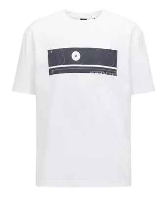 HUGO BOSS Relaxed Fit T-Shirt In Organic Cotton With Logo Artwork White S/M/XL • $32.50